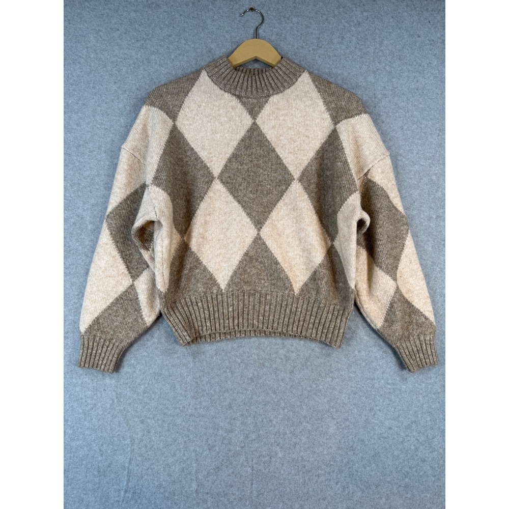 Pringle of Scotland H&M Small Argyle Sweater Preppy Wool Blend Mock Neck - Picture 1 of 7